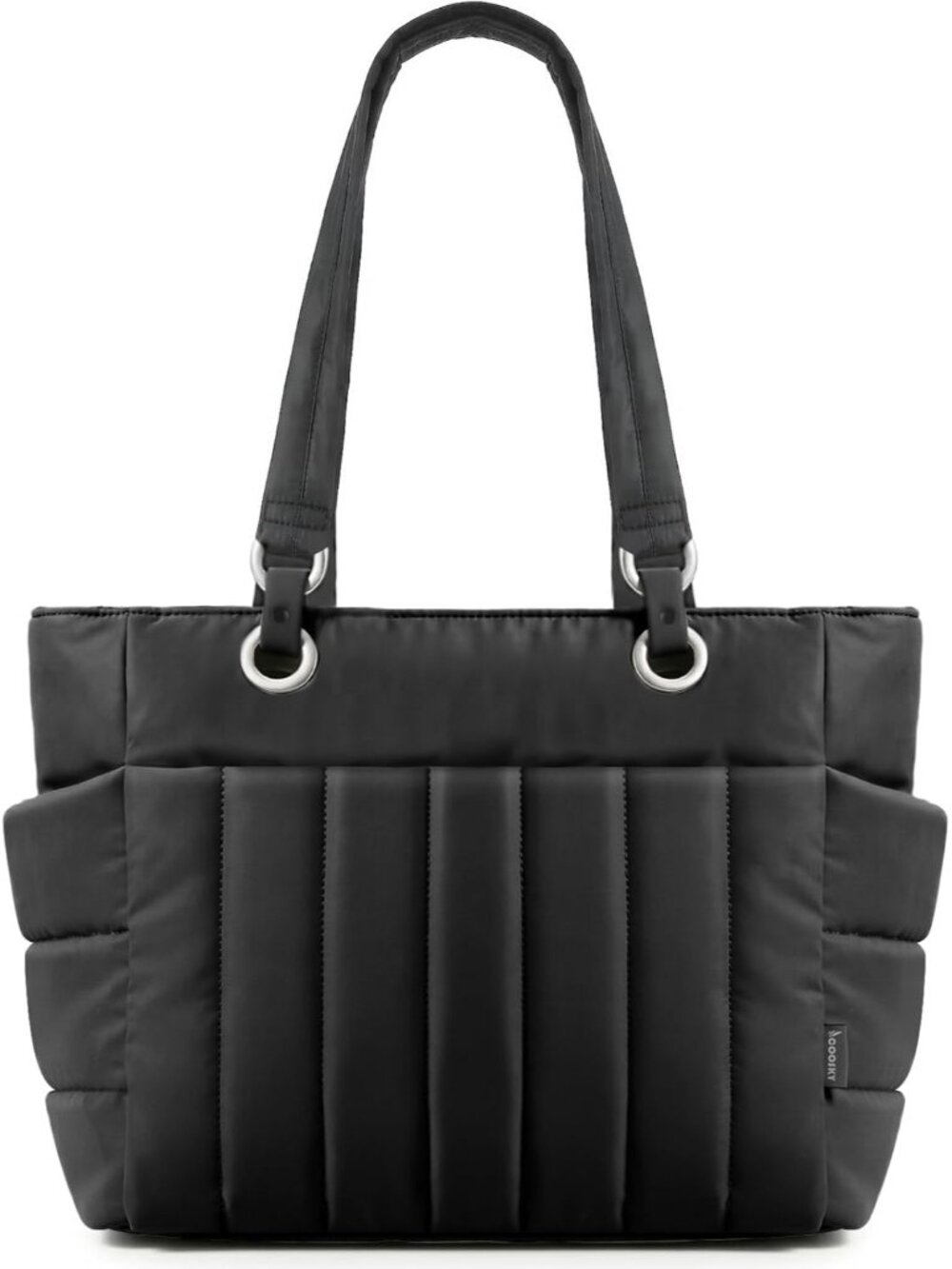 Puffer Tote Bag for Women, Quilted Work Handbag with 40 OZ Tumbler Holder, Cute